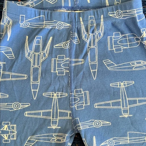 Hanna Andersson Blue Airplane, rocket, race car organic cotton Pajama Set - Picture 8 of 9
